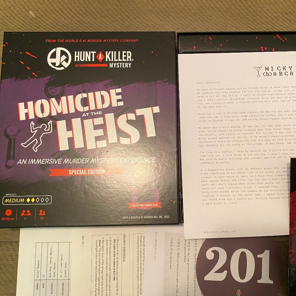 Homicide at the Heist (Murder Mystery game)